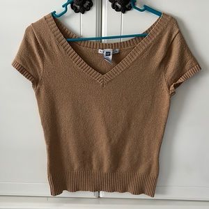 Brown stretch crop top
